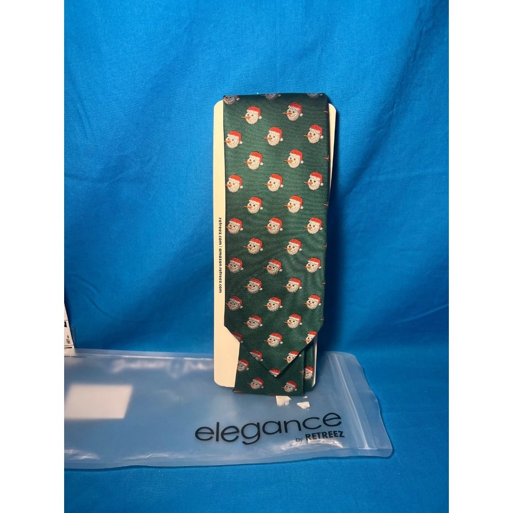 Retreez Christmas Happy Snowman Woven Microfiber Men's Tie